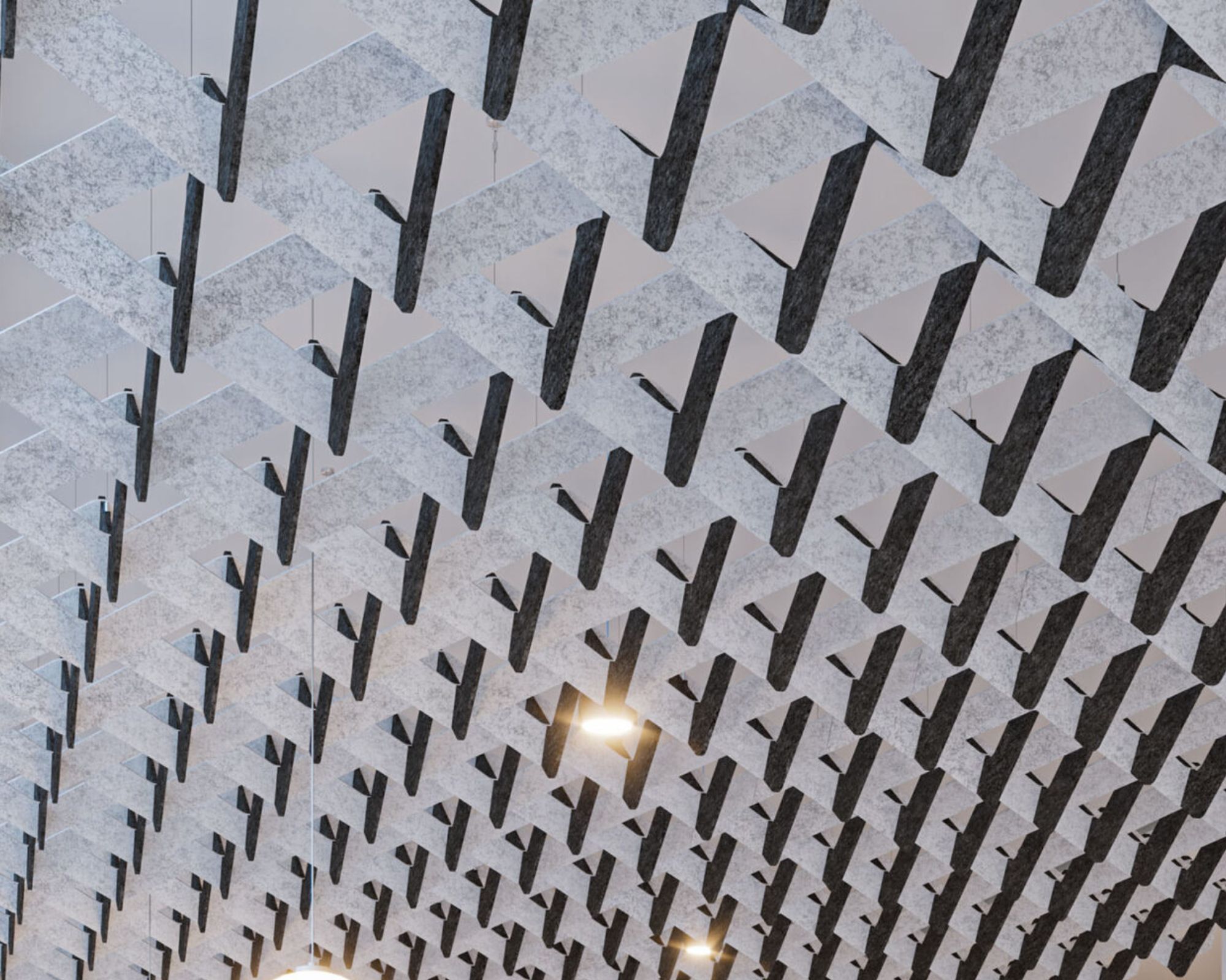 Asoft™ Marble – Sustainable PET Felt Ceiling System in Soft Grey